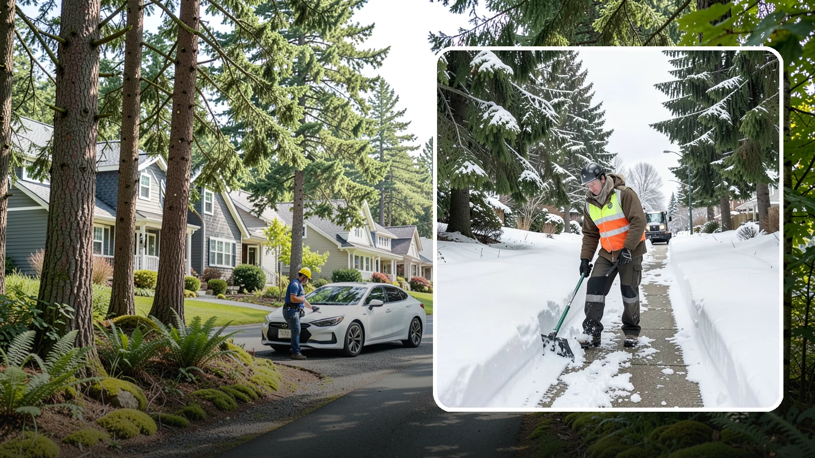 Sidewalk Snow Removal in Normandy Park, King County, WA - We clear the public sidewalk fronting your home so pedestrians pass safely and you stay within city ordinance.