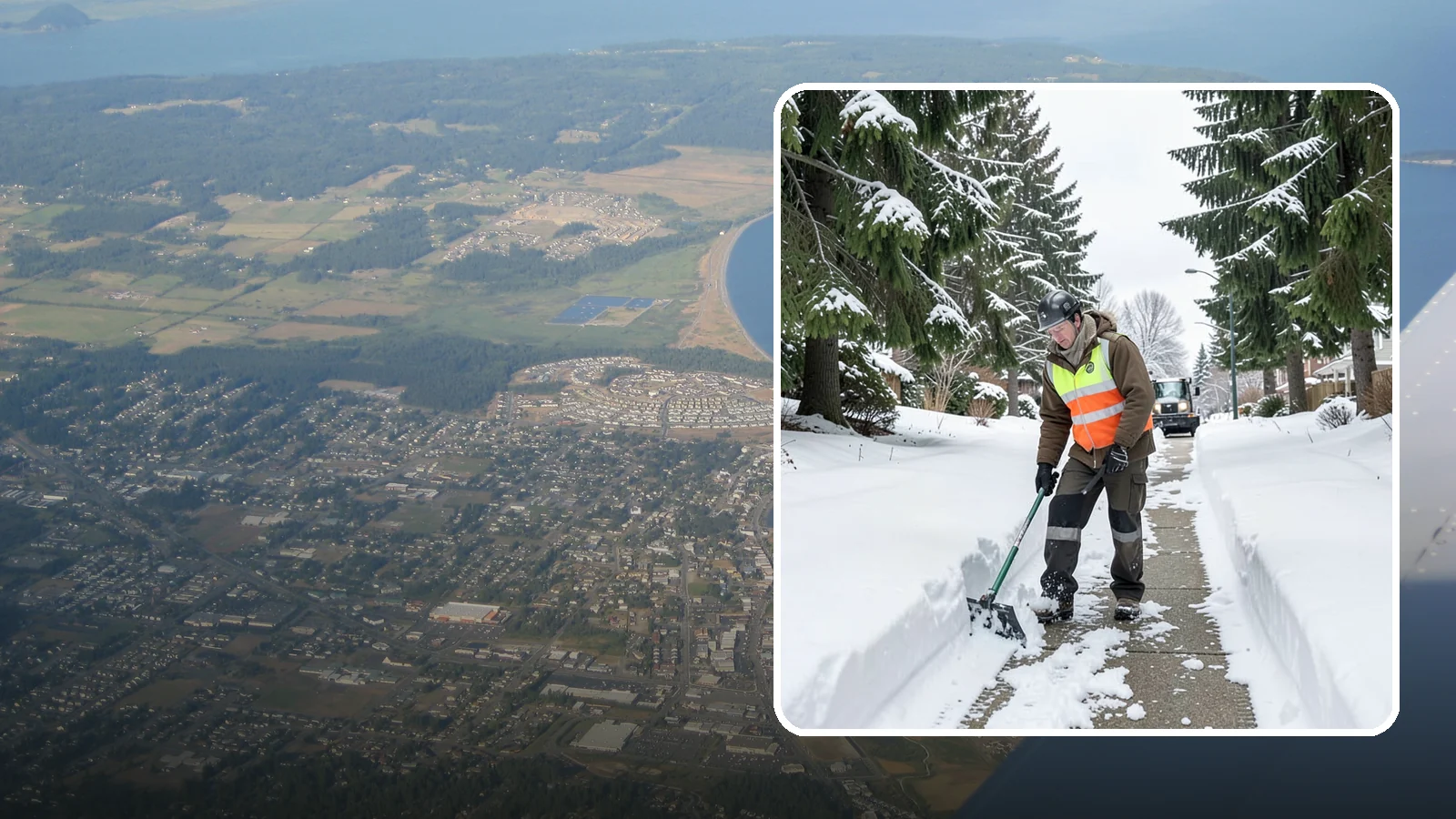 Sidewalk Snow Removal in Oak Harbor, Island County, WA - We clear the public sidewalk fronting your home so pedestrians pass safely and you stay within city ordinance.