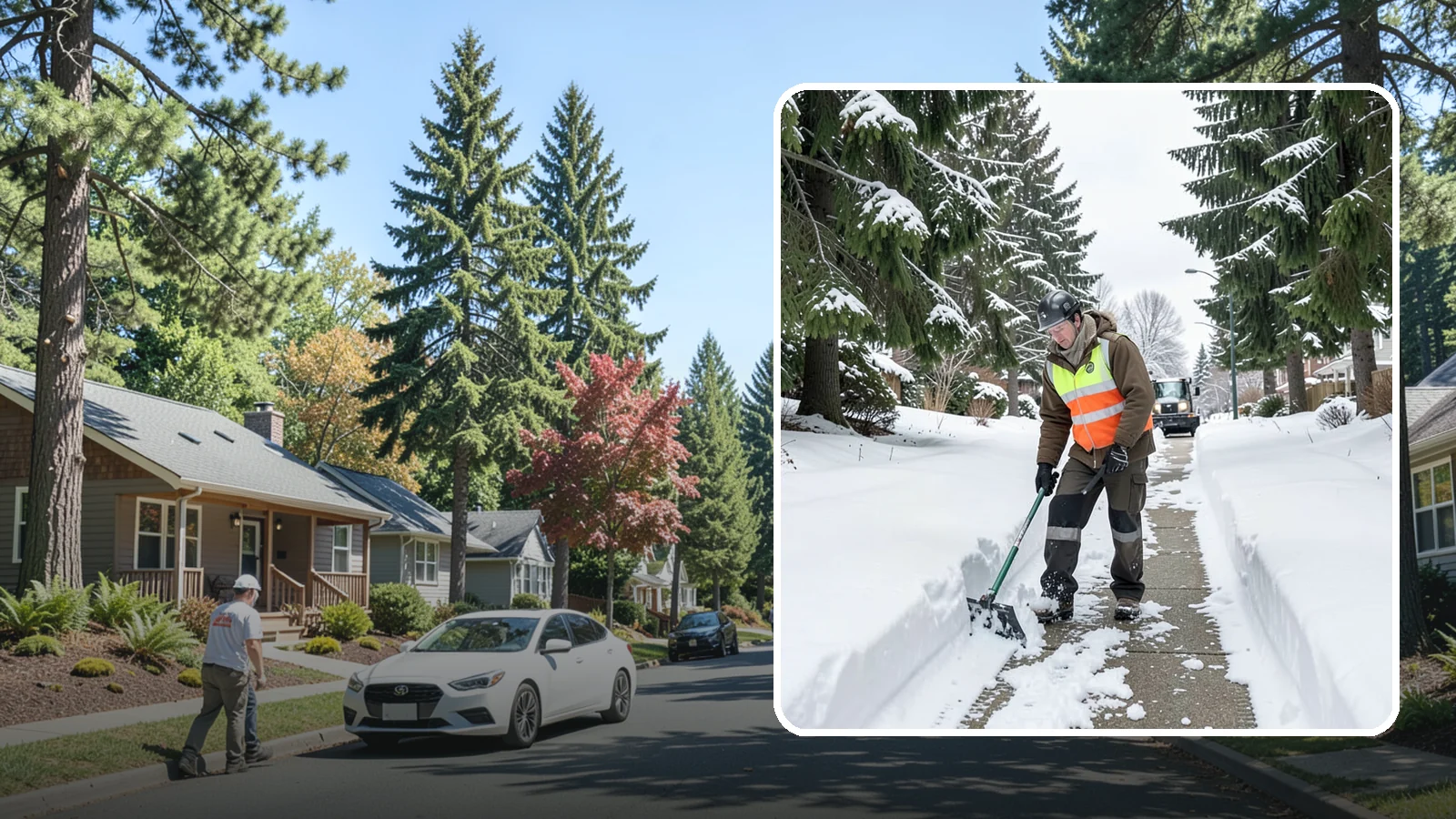 Sidewalk Snow Removal in Orting, Pierce County, WA - We clear the public sidewalk fronting your home so pedestrians pass safely and you stay within city ordinance.