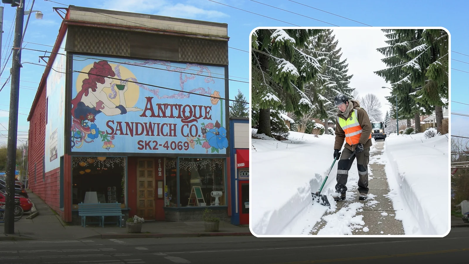 Sidewalk Snow Removal in Ruston, Pierce County, WA - We clear the public sidewalk fronting your home so pedestrians pass safely and you stay within city ordinance.
