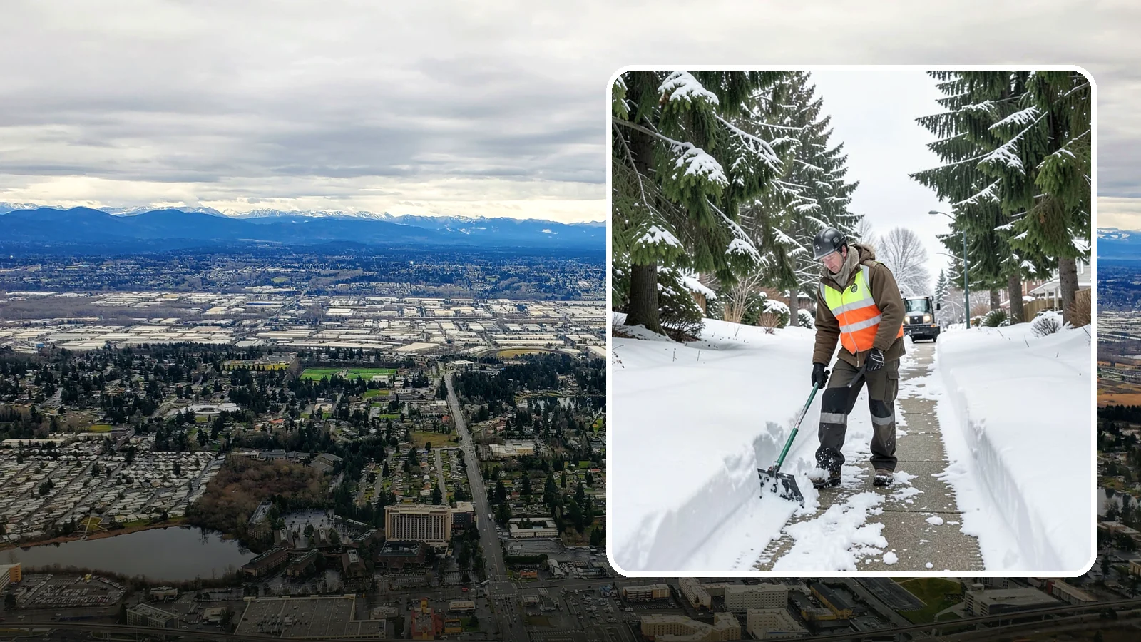 Sidewalk Snow Removal in SeaTac, King County, WA - We clear the public sidewalk fronting your home so pedestrians pass safely and you stay within city ordinance.