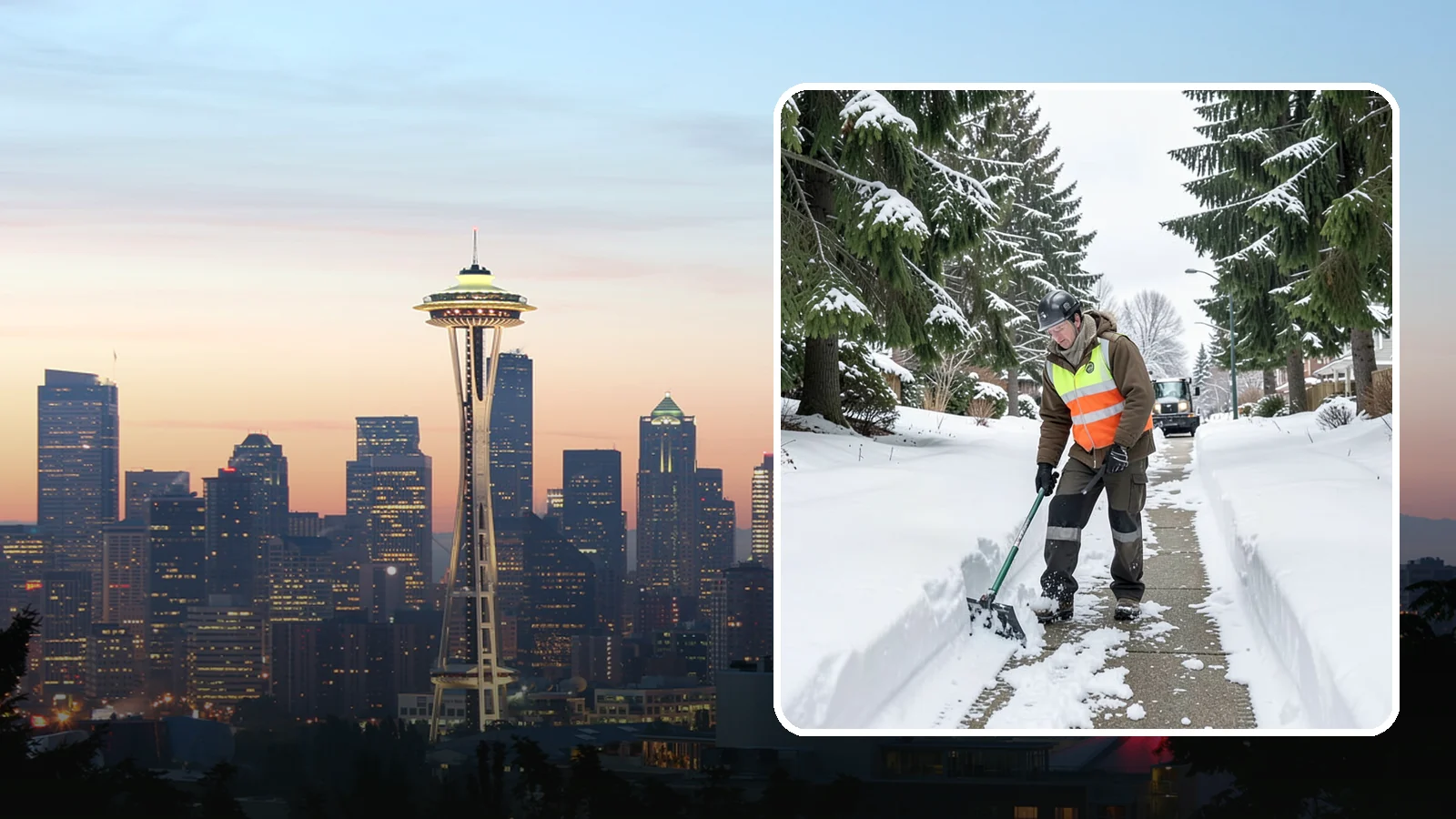 Sidewalk Snow Removal in Seattle, King County, WA - We clear the public sidewalk fronting your home so pedestrians pass safely and you stay within city ordinance.