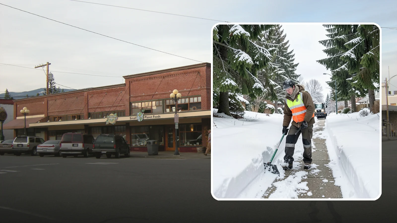 Sidewalk Snow Removal in Sedro-Woolley, Skagit County, WA - We clear the public sidewalk fronting your home so pedestrians pass safely and you stay within city ordinance.