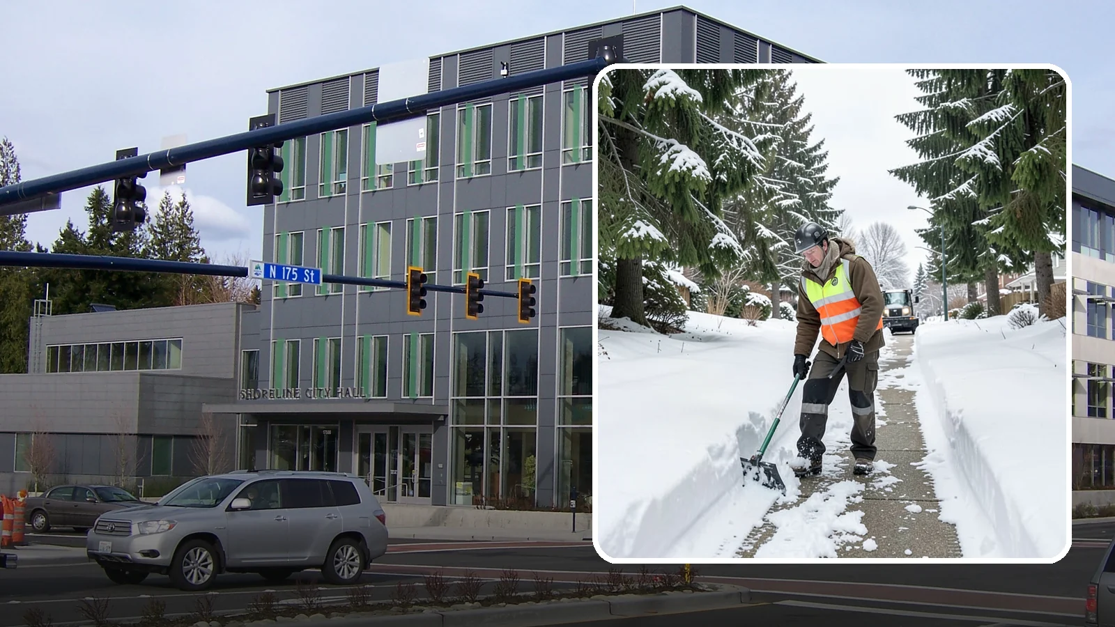 Sidewalk Snow Removal in Shoreline, King County, WA - We clear the public sidewalk fronting your home so pedestrians pass safely and you stay within city ordinance.
