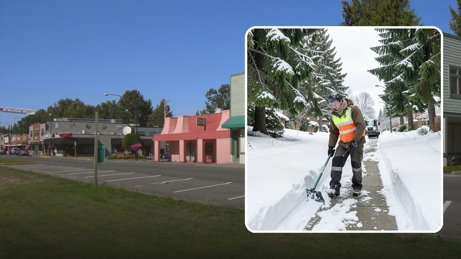 Sidewalk Snow Removal in Snoqualmie, King County, WA - We clear the public sidewalk fronting your home so pedestrians pass safely and you stay within city ordinance.