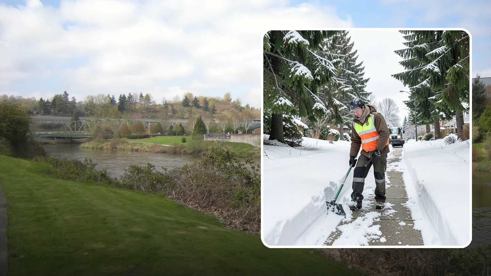 Sidewalk Snow Removal in Tukwila, King County, WA - We clear the public sidewalk fronting your home so pedestrians pass safely and you stay within city ordinance.