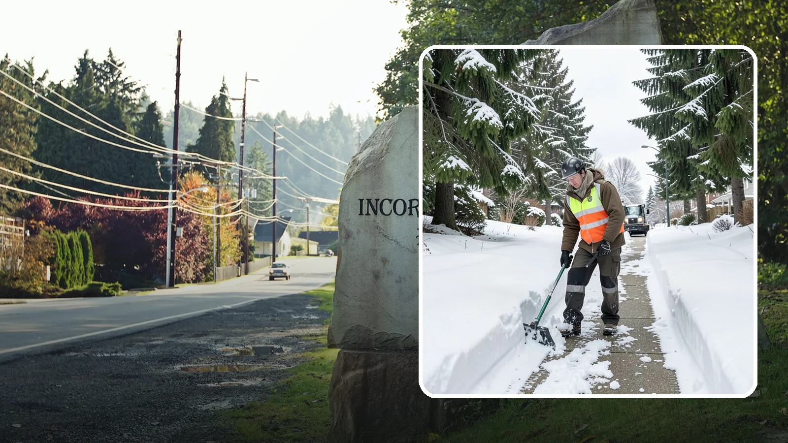 Sidewalk Snow Removal in Wilkeson, Pierce County, WA - We clear the public sidewalk fronting your home so pedestrians pass safely and you stay within city ordinance.