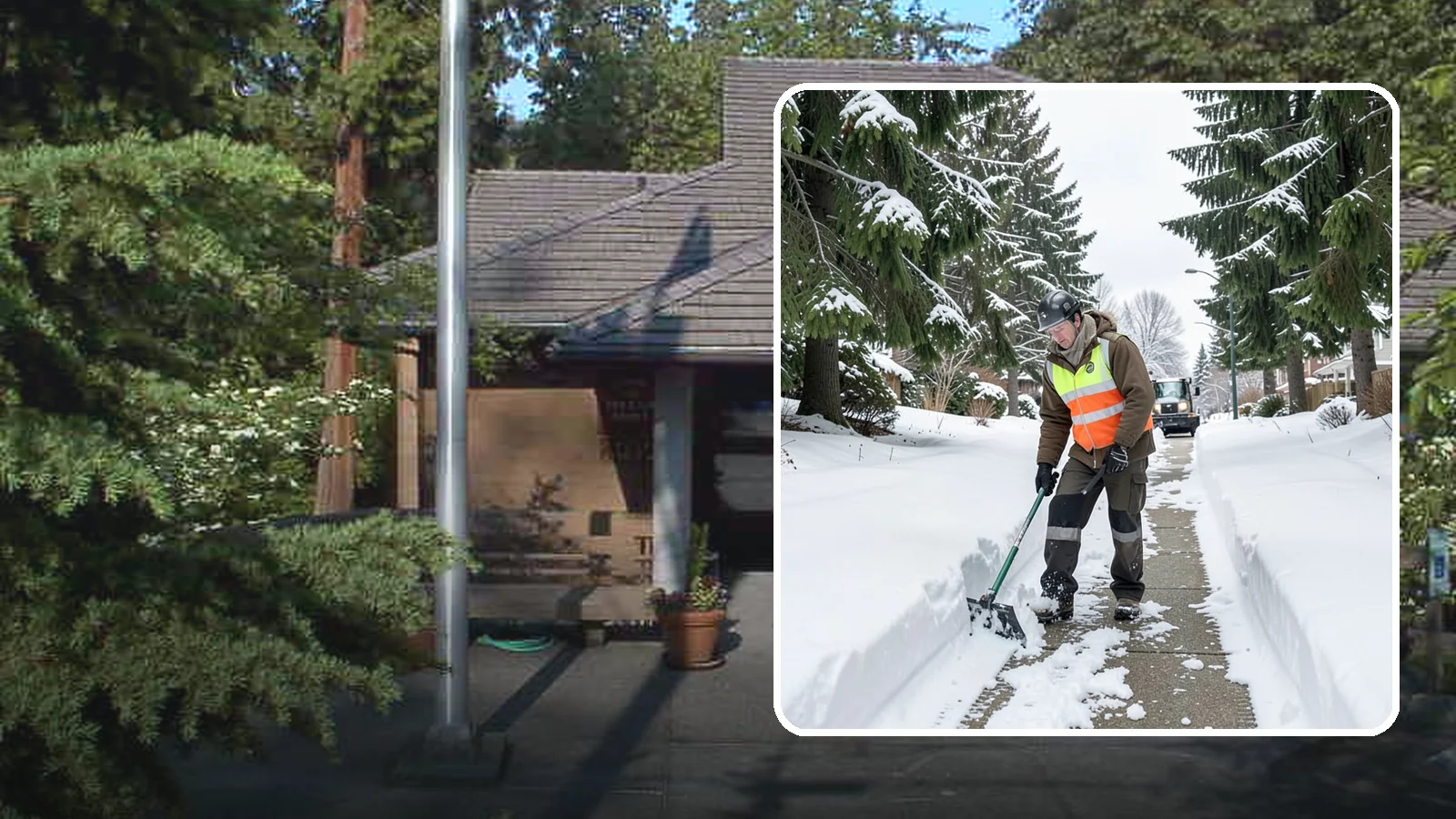 Sidewalk Snow Removal in Yarrow Point, King County, WA - We clear the public sidewalk fronting your home so pedestrians pass safely and you stay within city ordinance.