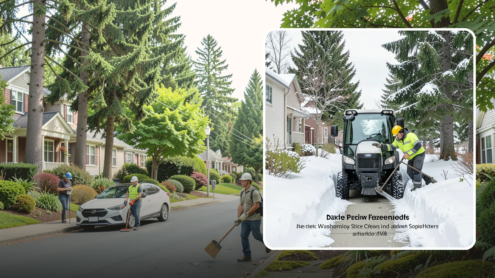 Sidewalk Tractor Service in Beaux Arts Village, King County, WA - Our compact sidewalk tractors clear and treat walkways too narrow for trucks in a single efficient pass.