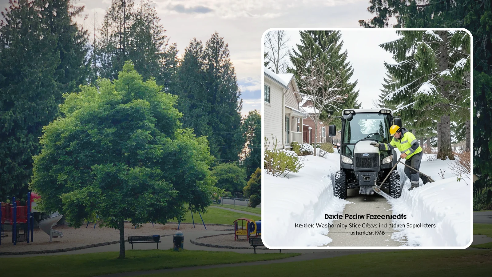 Sidewalk Tractor Service in Bonney Lake, Pierce County, WA - Our compact sidewalk tractors clear and treat walkways too narrow for trucks in a single efficient pass.