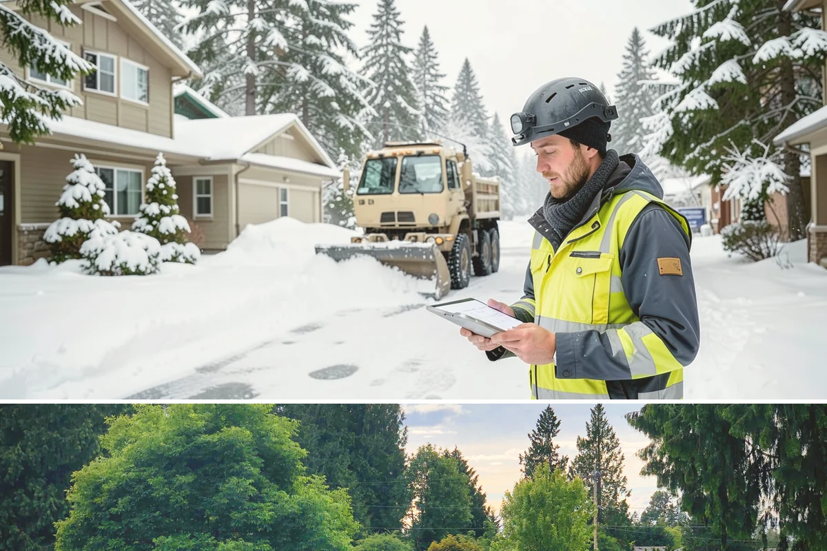 Sidewalk Tractor Service in Bonney Lake, Pierce County, WA - Sidewalk tractor service runs throughout the snow and ice season from late November through February on pedestrian-heavy sites.