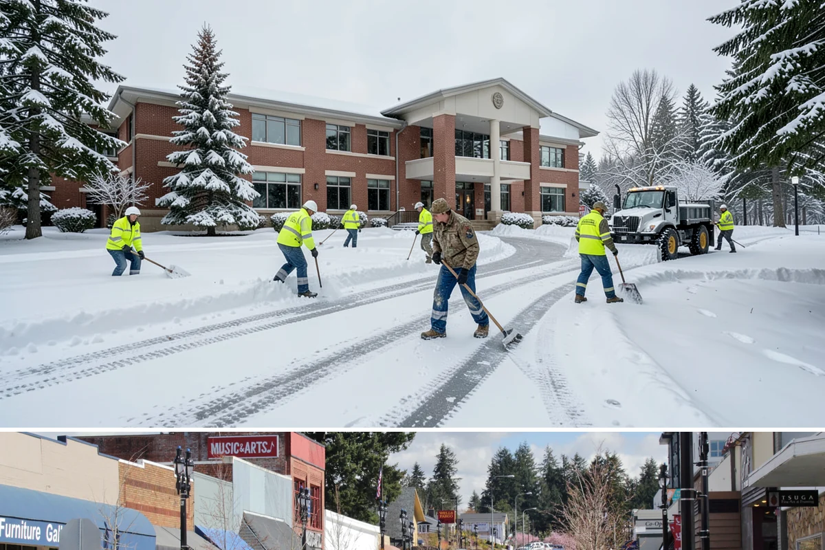 Sidewalk Tractor Service in Bothell, King County, WA - Sidewalk tractor service runs throughout the snow and ice season from late November through February on pedestrian-heavy sites.