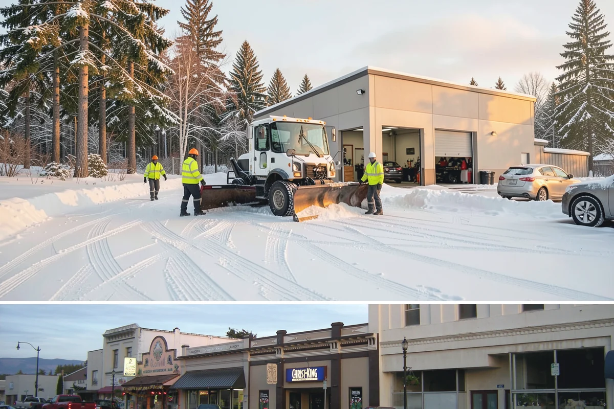 Sidewalk Tractor Service in Burlington, Skagit County, WA - Sidewalk tractor service runs throughout the snow and ice season from late November through February on pedestrian-heavy sites.