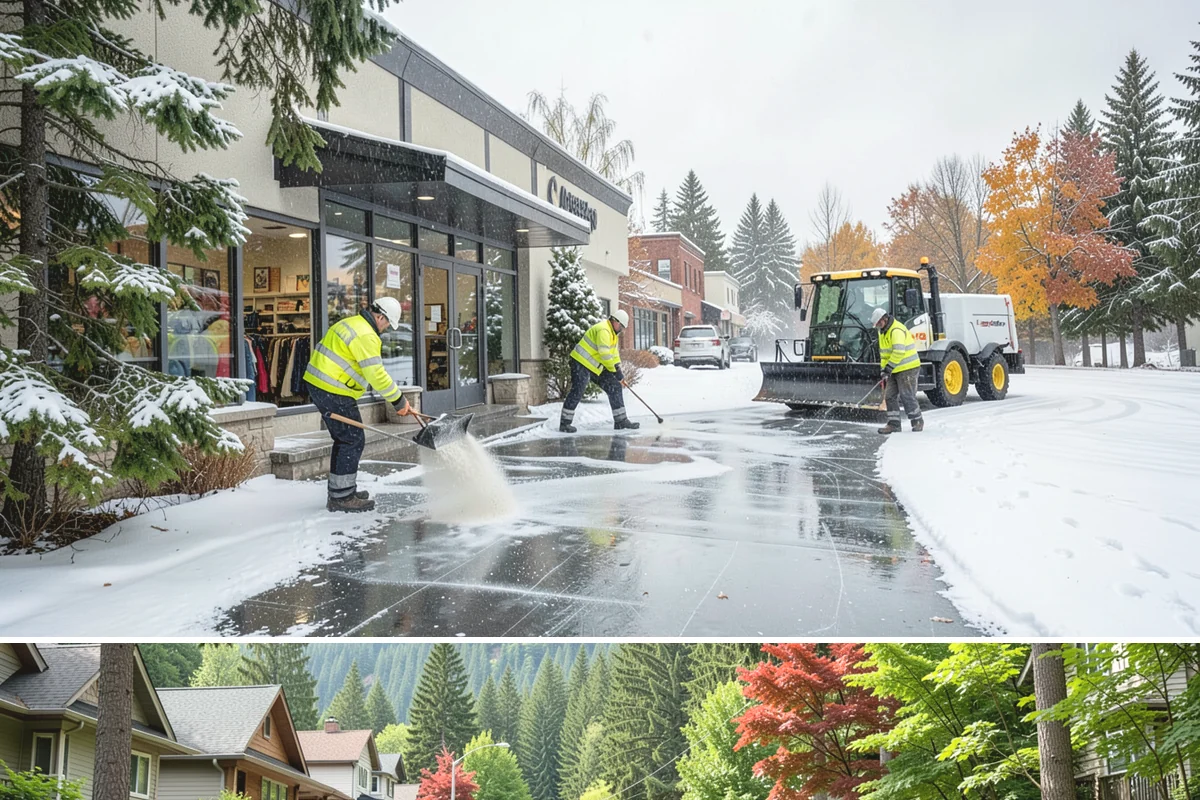 Sidewalk Tractor Service in Darrington, Snohomish County, WA - Sidewalk tractor service runs throughout the snow and ice season from late November through February on pedestrian-heavy sites.