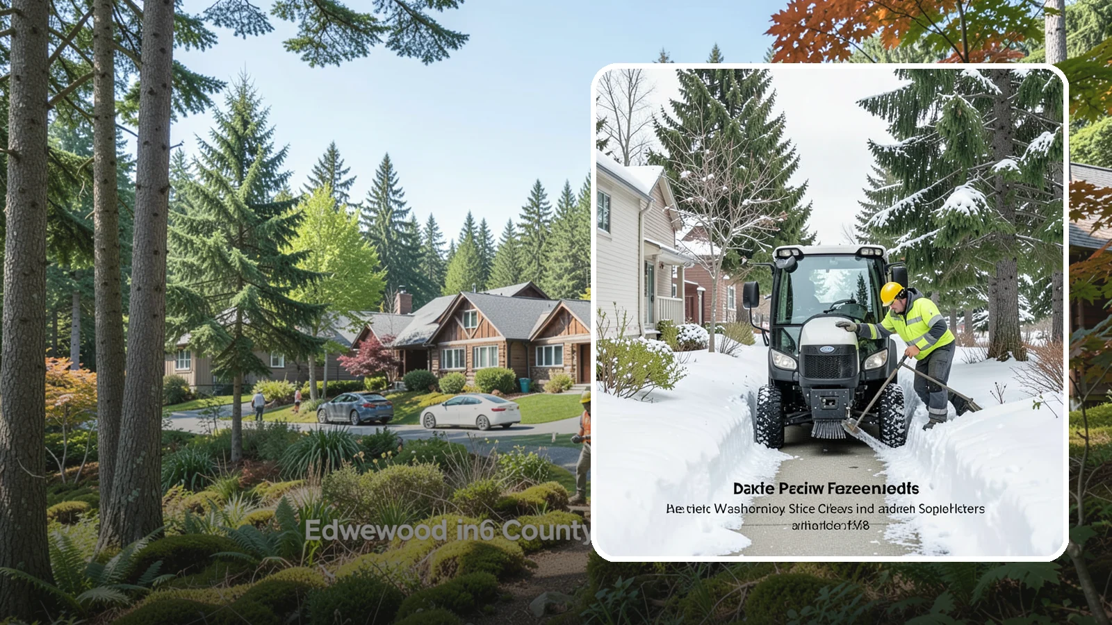 Sidewalk Tractor Service in Edgewood, Pierce County, WA - Our compact sidewalk tractors clear and treat walkways too narrow for trucks in a single efficient pass.