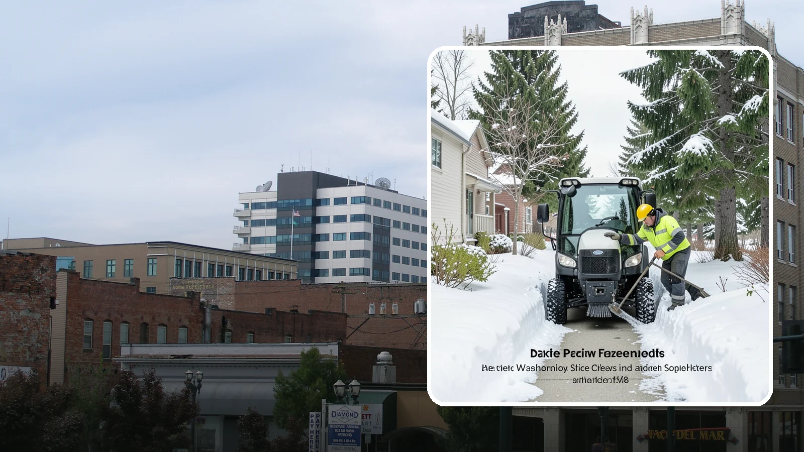 Sidewalk Tractor Service in Everett, Snohomish County, WA - Our compact sidewalk tractors clear and treat walkways too narrow for trucks in a single efficient pass.