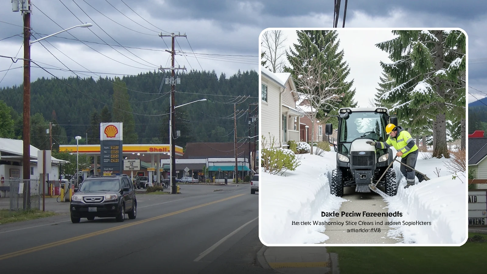 Sidewalk Tractor Service in Granite Falls, Snohomish County, WA - Our compact sidewalk tractors clear and treat walkways too narrow for trucks in a single efficient pass.