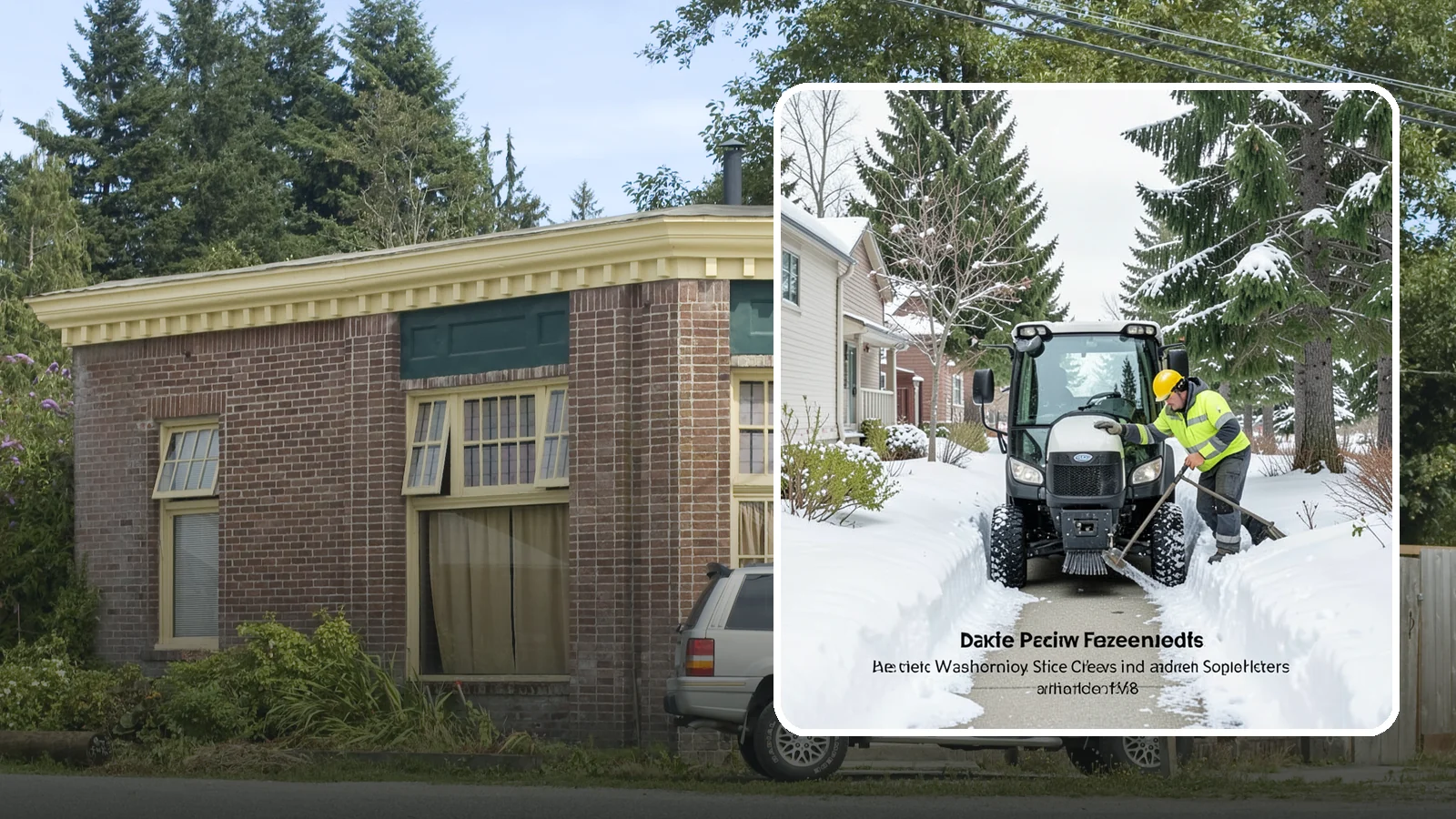 Sidewalk Tractor Service in Hamilton, Skagit County, WA - Our compact sidewalk tractors clear and treat walkways too narrow for trucks in a single efficient pass.