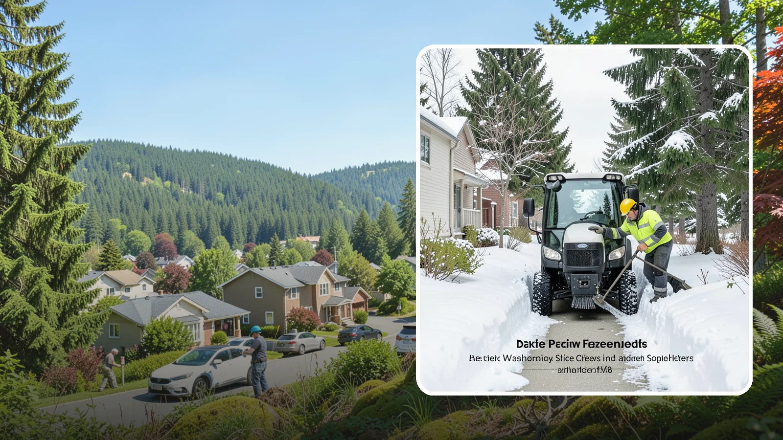 Sidewalk Tractor Service in Index, Snohomish County, WA - Our compact sidewalk tractors clear and treat walkways too narrow for trucks in a single efficient pass.