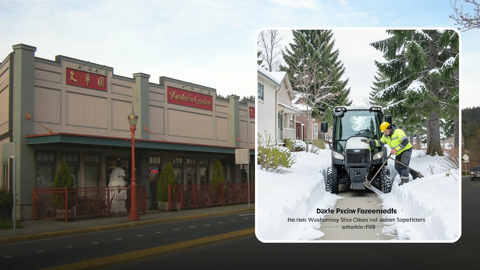 Sidewalk Tractor Service in Issaquah, King County, WA - Our compact sidewalk tractors clear and treat walkways too narrow for trucks in a single efficient pass.