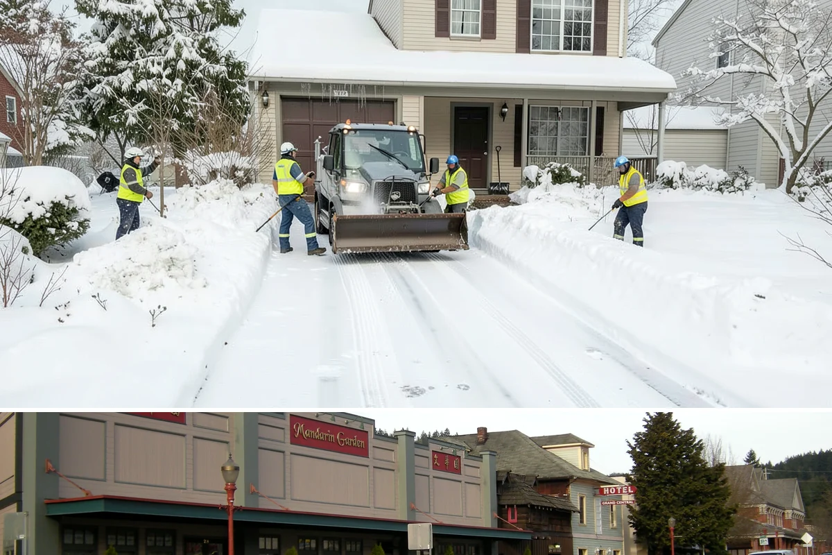 Sidewalk Tractor Service in Issaquah, King County, WA - Sidewalk tractor service runs throughout the snow and ice season from late November through February on pedestrian-heavy sites.