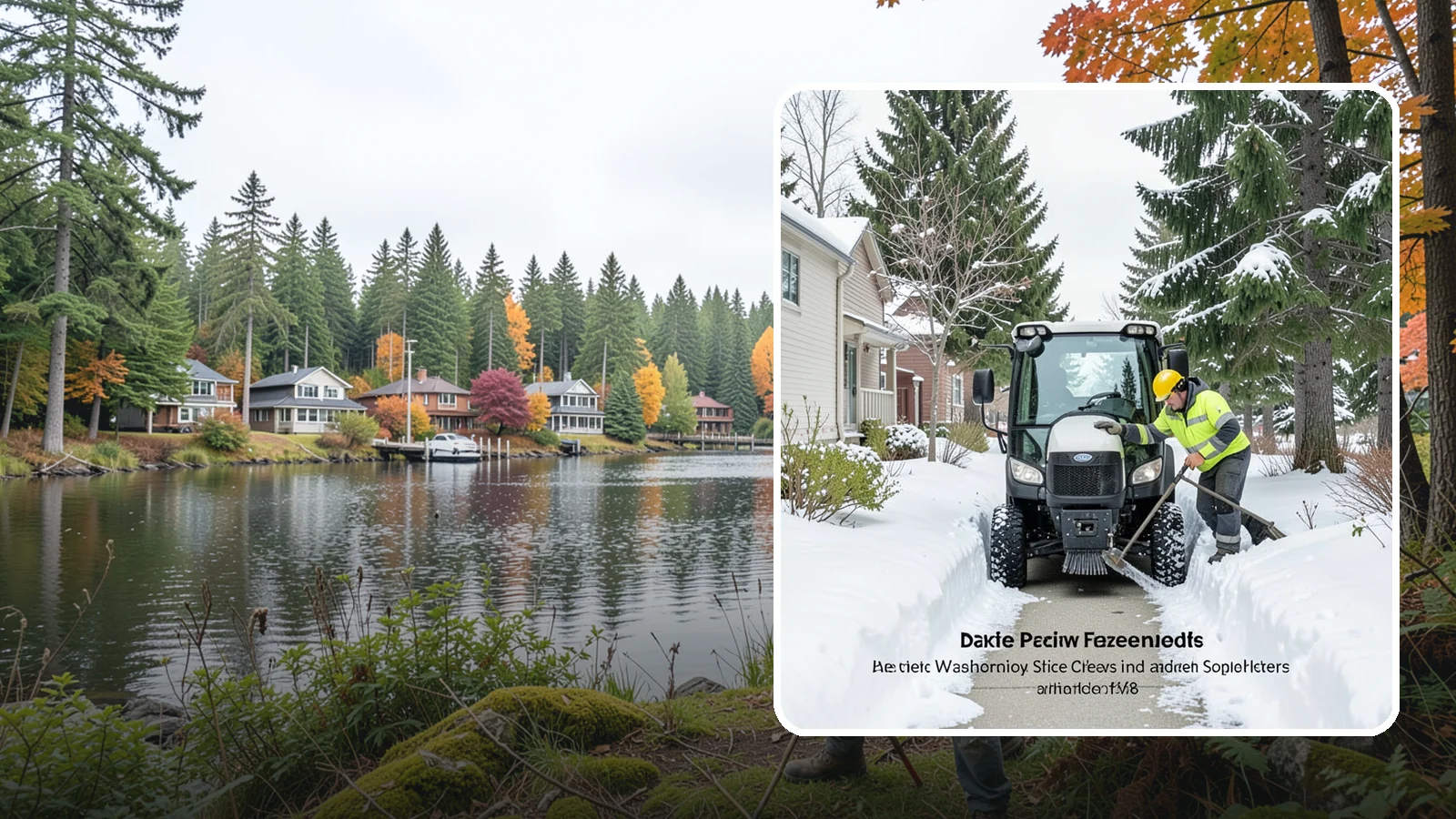 Sidewalk Tractor Service in La Conner, Skagit County, WA - Our compact sidewalk tractors clear and treat walkways too narrow for trucks in a single efficient pass.
