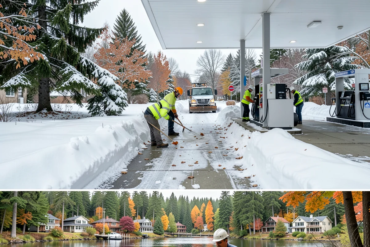 Sidewalk Tractor Service in La Conner, Skagit County, WA - Sidewalk tractor service runs throughout the snow and ice season from late November through February on pedestrian-heavy sites.