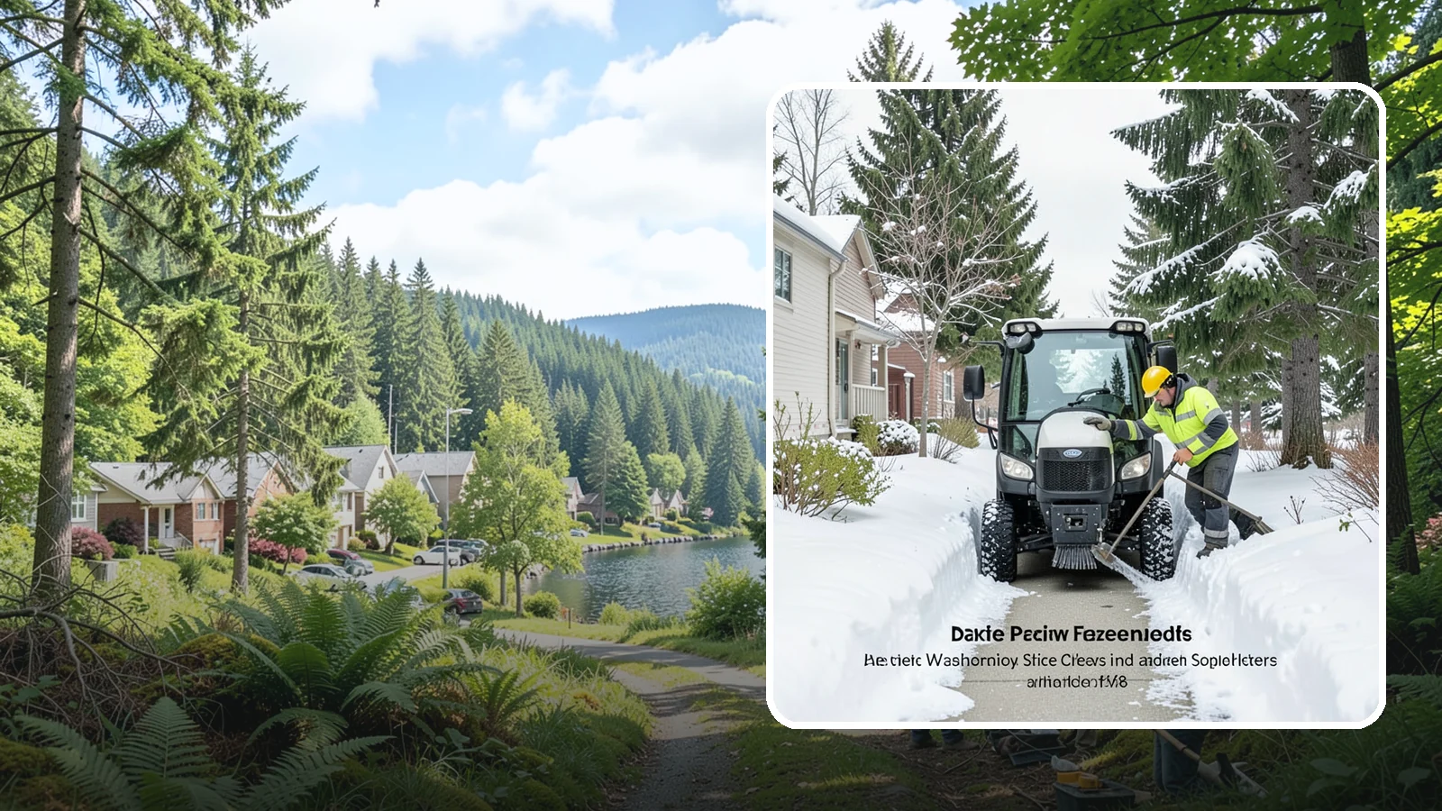 Sidewalk Tractor Service in Lake Forest Park, King County, WA - Our compact sidewalk tractors clear and treat walkways too narrow for trucks in a single efficient pass.
