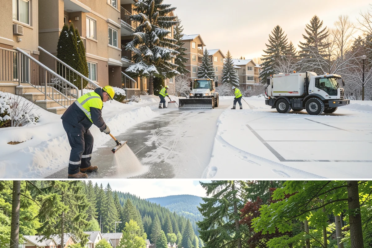 Sidewalk Tractor Service in Lake Forest Park, King County, WA - Sidewalk tractor service runs throughout the snow and ice season from late November through February on pedestrian-heavy sites.