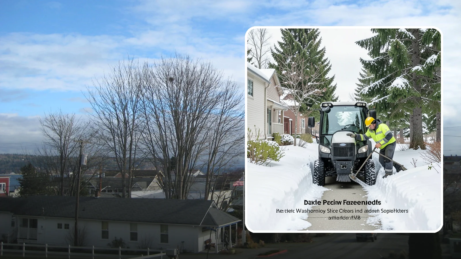 Sidewalk Tractor Service in Langley, Island County, WA - Our compact sidewalk tractors clear and treat walkways too narrow for trucks in a single efficient pass.