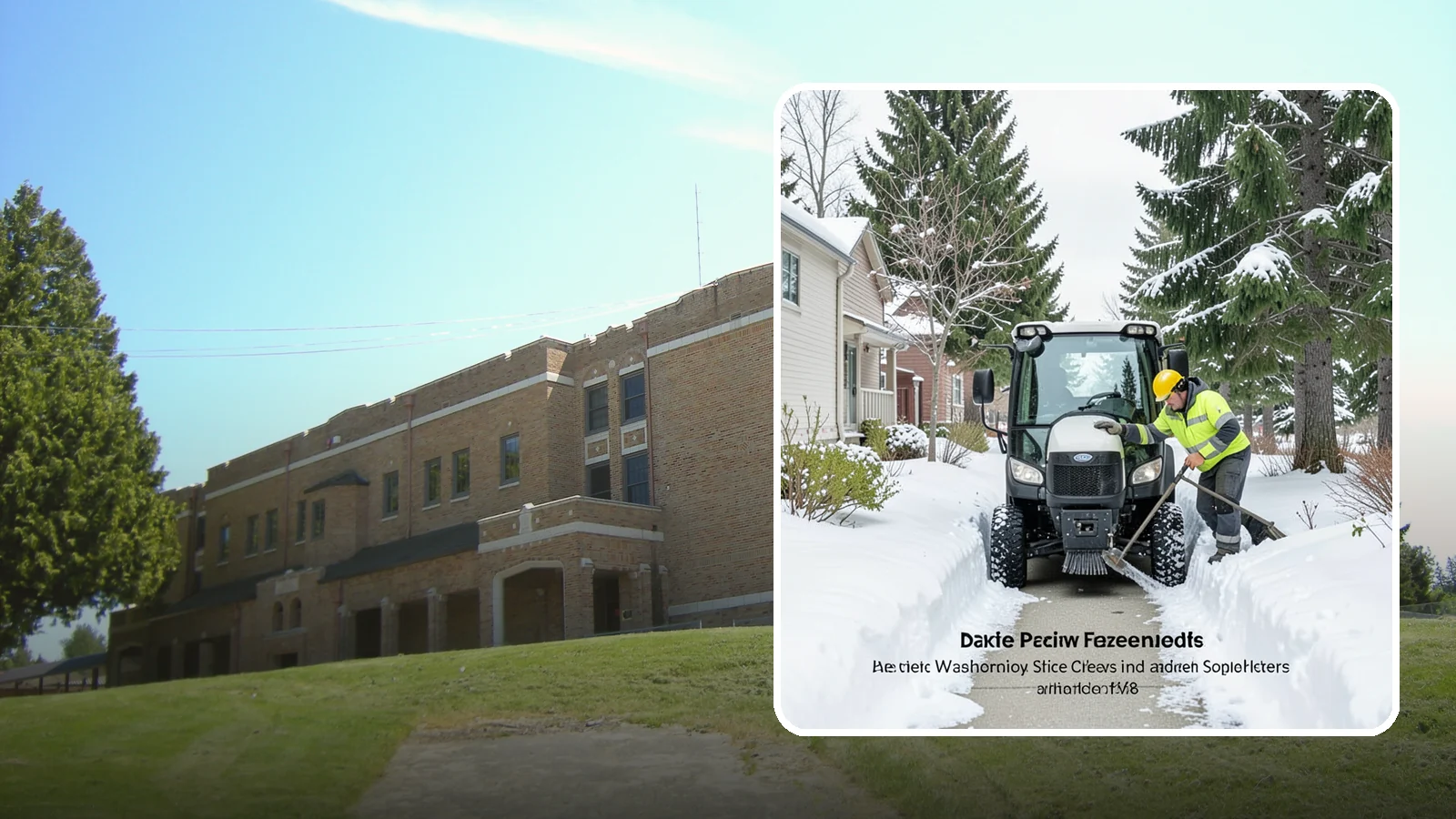 Sidewalk Tractor Service in Maple Valley, King County, WA - Our compact sidewalk tractors clear and treat walkways too narrow for trucks in a single efficient pass.