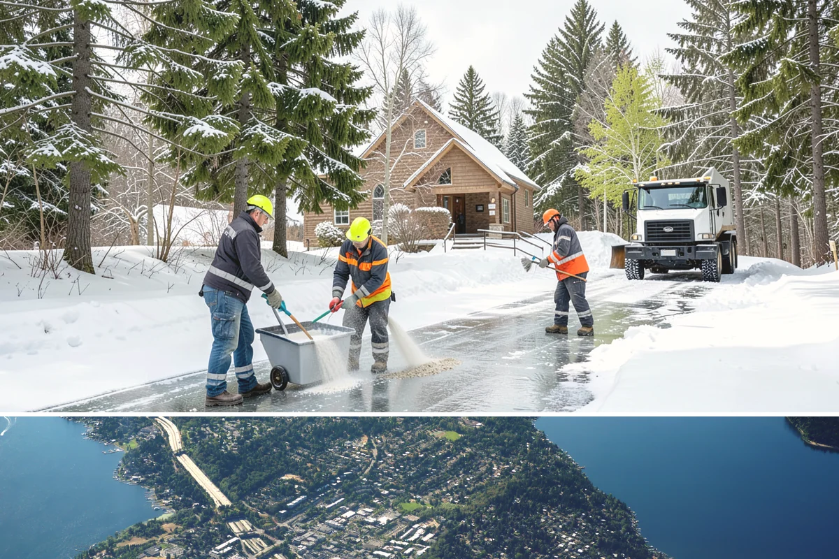 Sidewalk Tractor Service in Mercer Island, King County, WA - Sidewalk tractor service runs throughout the snow and ice season from late November through February on pedestrian-heavy sites.