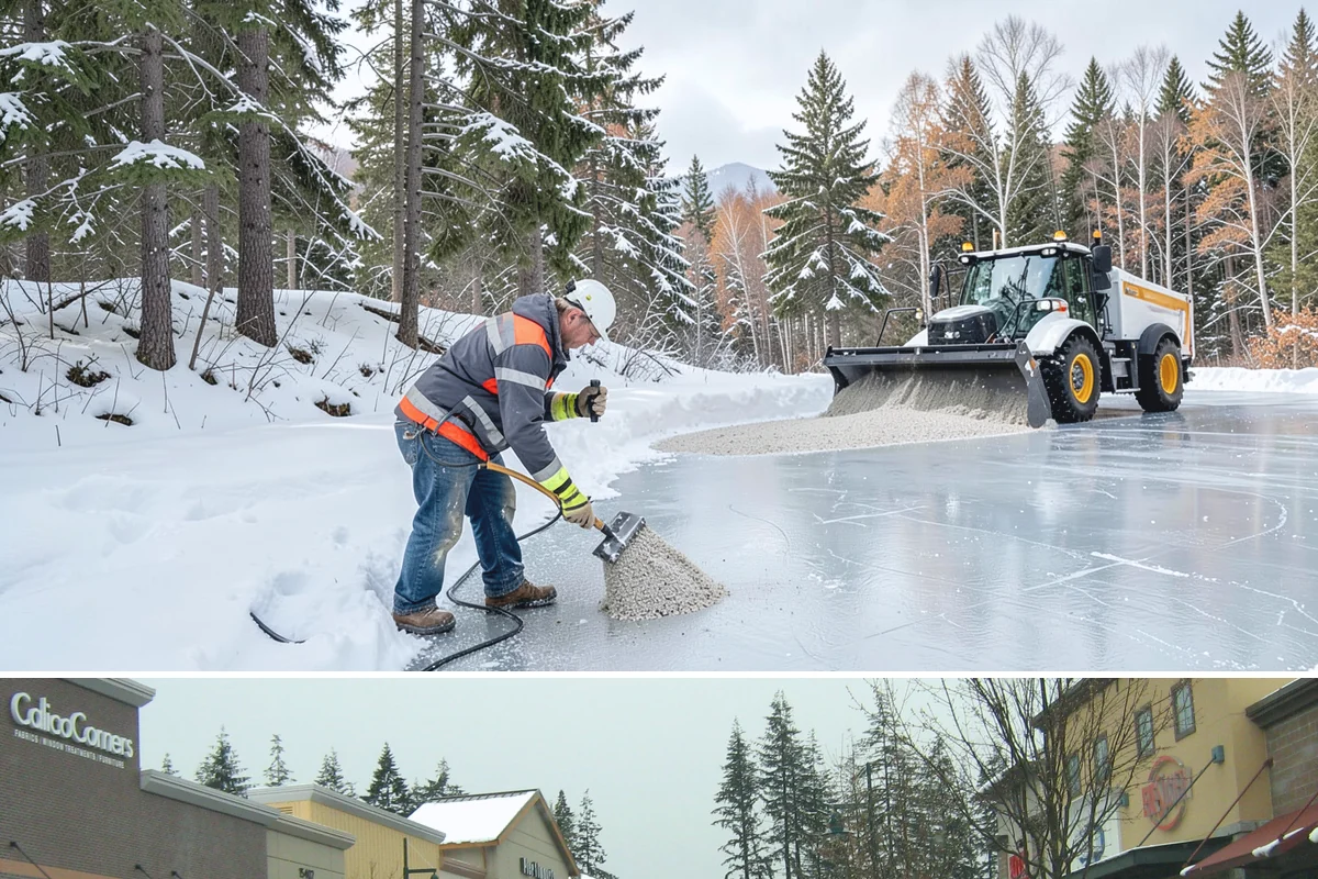 Sidewalk Tractor Service in Mill Creek, Snohomish County, WA - Sidewalk tractor service runs throughout the snow and ice season from late November through February on pedestrian-heavy sites.
