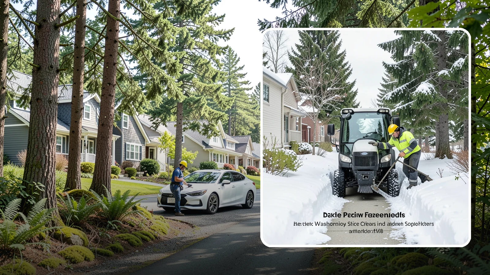 Sidewalk Tractor Service in Normandy Park, King County, WA - Our compact sidewalk tractors clear and treat walkways too narrow for trucks in a single efficient pass.