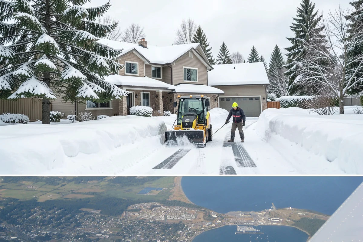 Sidewalk Tractor Service in Oak Harbor, Island County, WA - Sidewalk tractor service runs throughout the snow and ice season from late November through February on pedestrian-heavy sites.