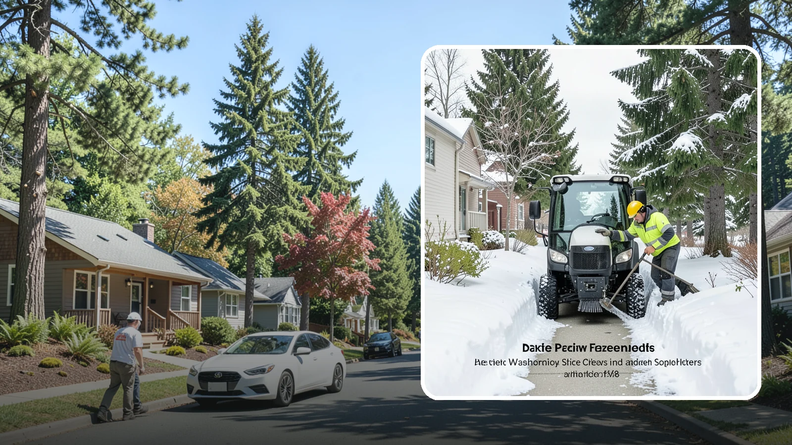 Sidewalk Tractor Service in Orting, Pierce County, WA - Our compact sidewalk tractors clear and treat walkways too narrow for trucks in a single efficient pass.