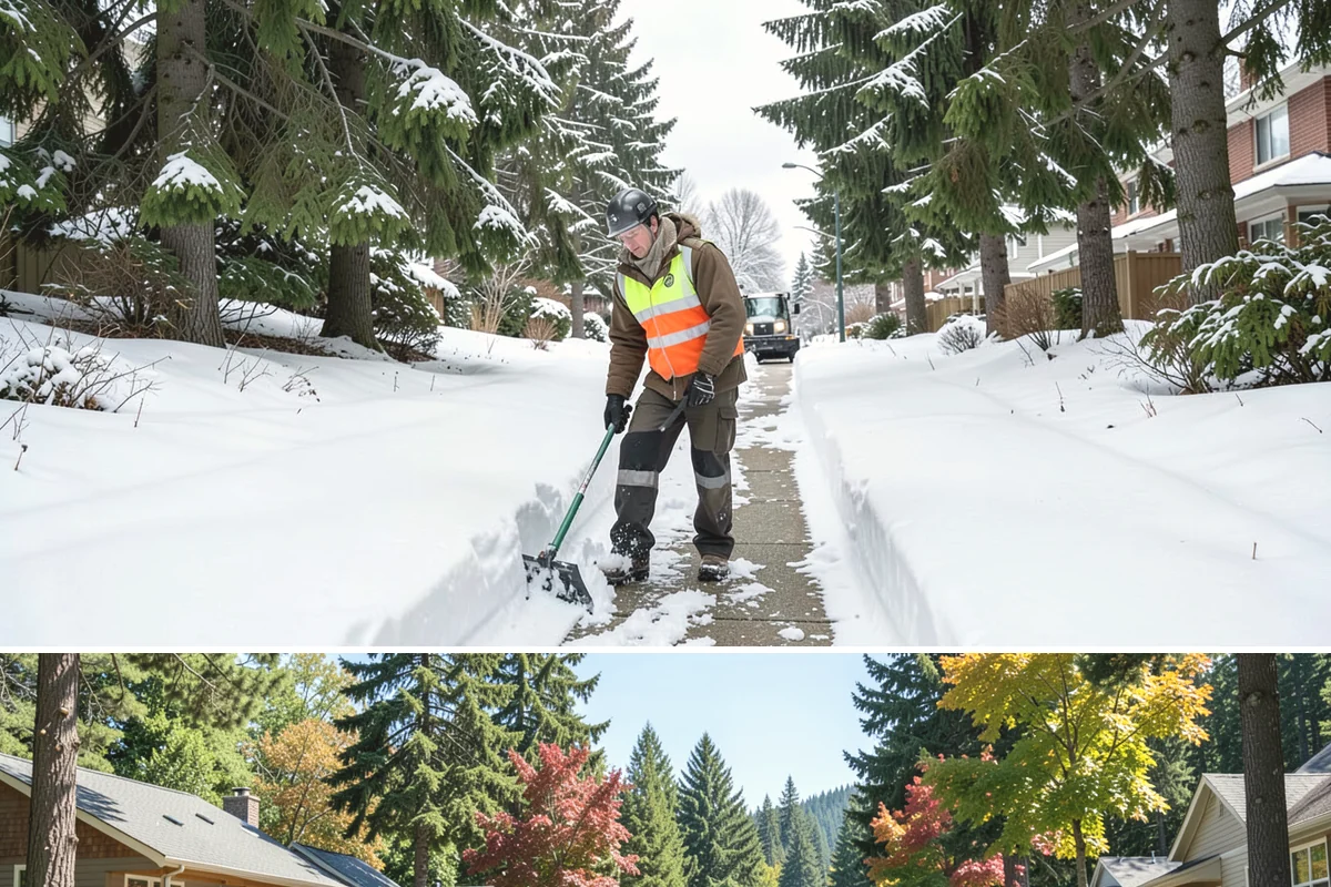 Sidewalk Tractor Service in Orting, Pierce County, WA - Sidewalk tractor service runs throughout the snow and ice season from late November through February on pedestrian-heavy sites.