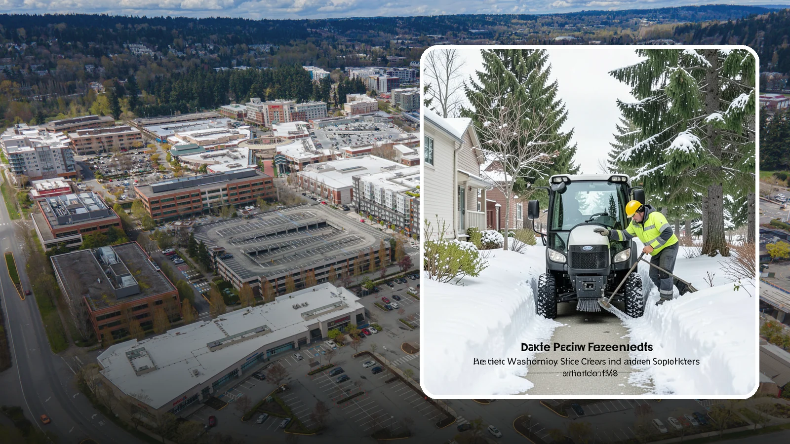 Sidewalk Tractor Service in Redmond, King County, WA - Our compact sidewalk tractors clear and treat walkways too narrow for trucks in a single efficient pass.