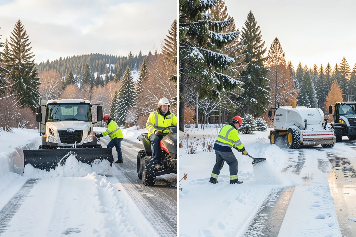 Sidewalk Tractor Service in Redmond, King County, WA - Deploy the sidewalk tractor with plow or brush and spreader