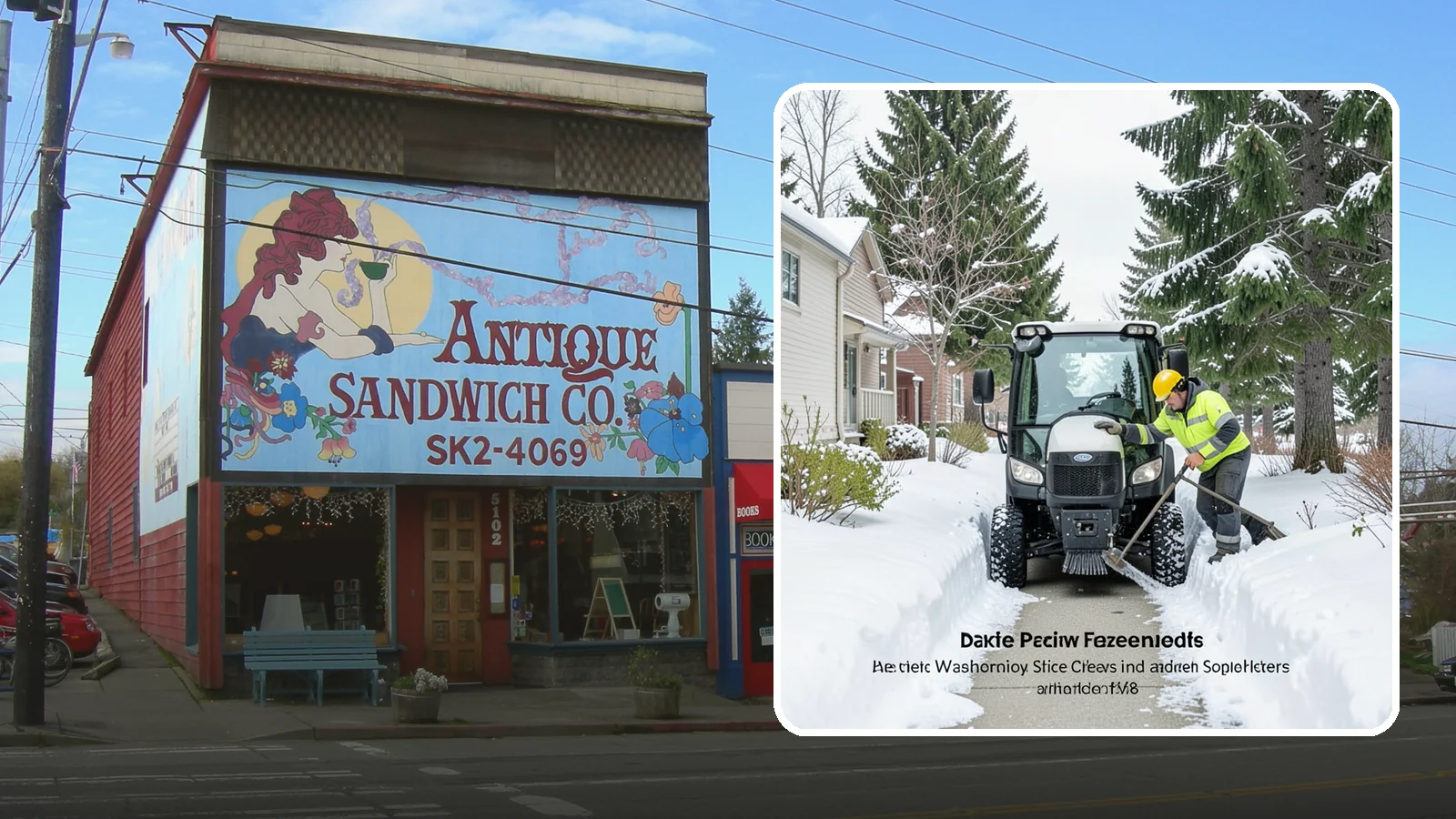 Sidewalk Tractor Service in Ruston, Pierce County, WA - Our compact sidewalk tractors clear and treat walkways too narrow for trucks in a single efficient pass.