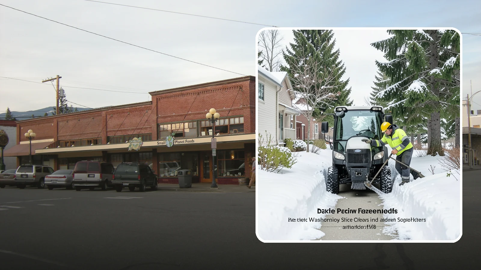 Sidewalk Tractor Service in Sedro-Woolley, Skagit County, WA - Our compact sidewalk tractors clear and treat walkways too narrow for trucks in a single efficient pass.