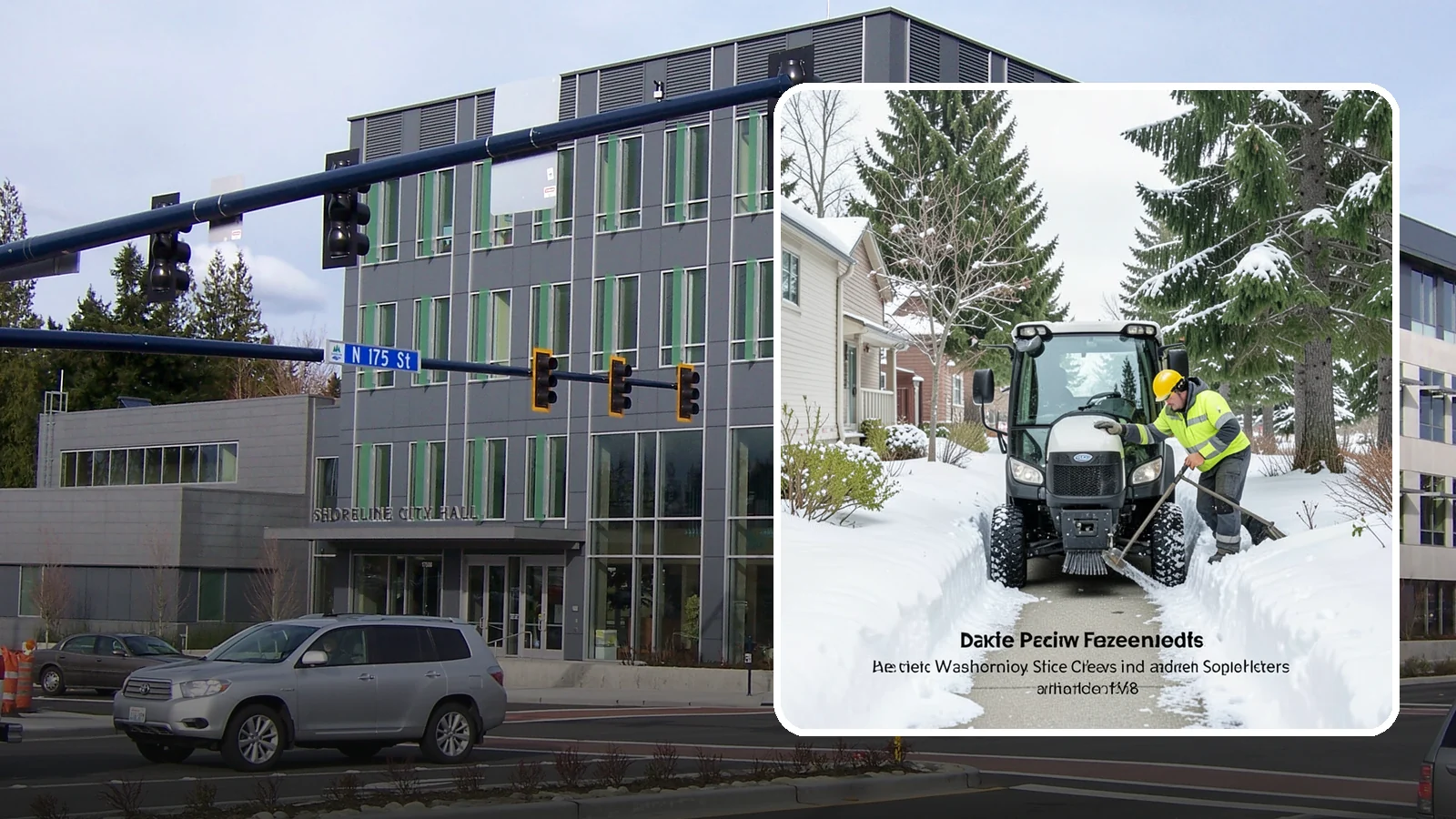 Sidewalk Tractor Service in Shoreline, King County, WA - Our compact sidewalk tractors clear and treat walkways too narrow for trucks in a single efficient pass.