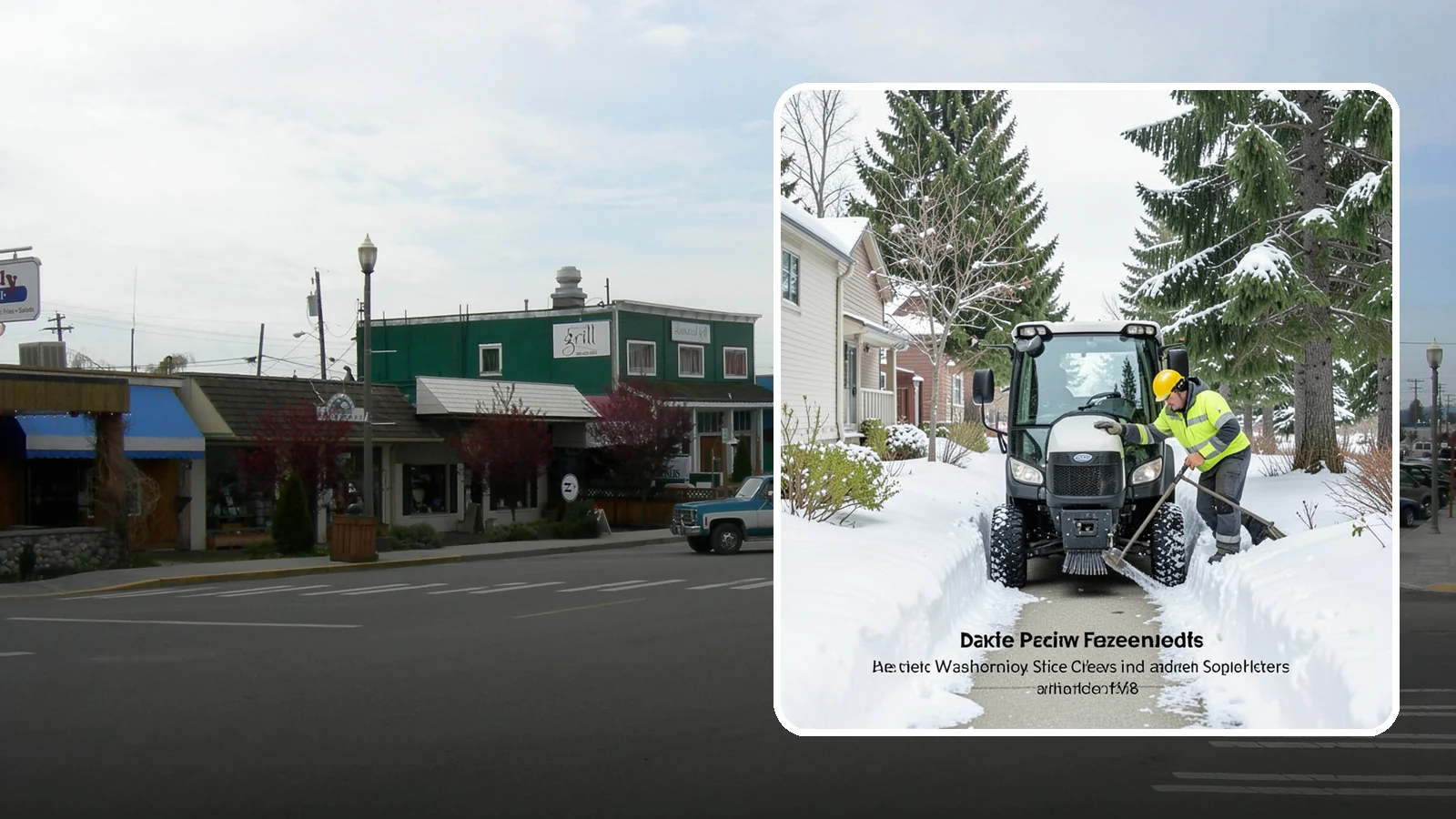 Sidewalk Tractor Service in Stanwood, Snohomish County, WA - Our compact sidewalk tractors clear and treat walkways too narrow for trucks in a single efficient pass.