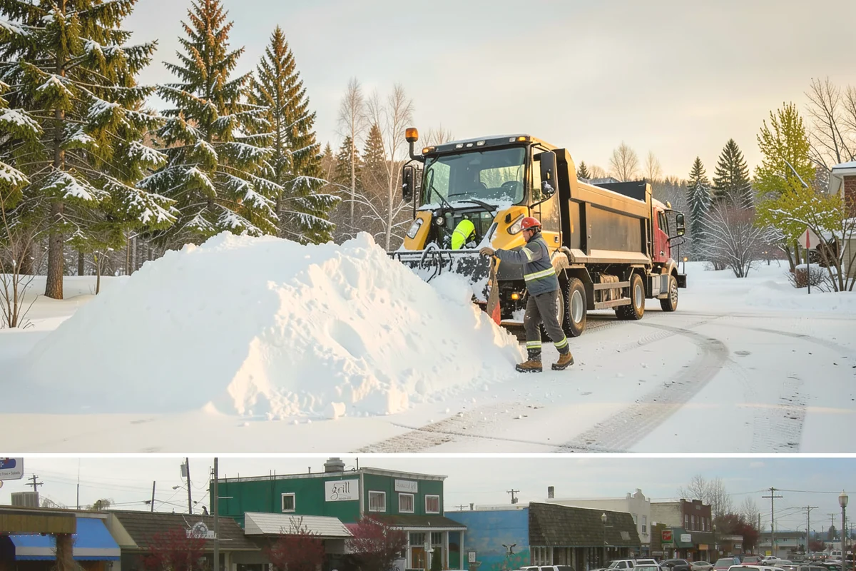 Sidewalk Tractor Service in Stanwood, Snohomish County, WA - Sidewalk tractor service runs throughout the snow and ice season from late November through February on pedestrian-heavy sites.