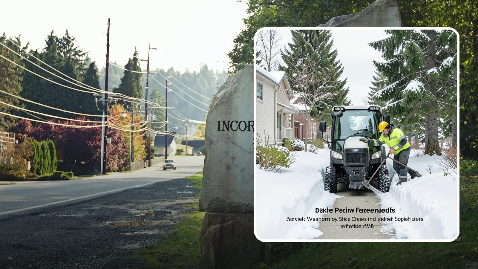 Sidewalk Tractor Service in Wilkeson, Pierce County, WA - Our compact sidewalk tractors clear and treat walkways too narrow for trucks in a single efficient pass.