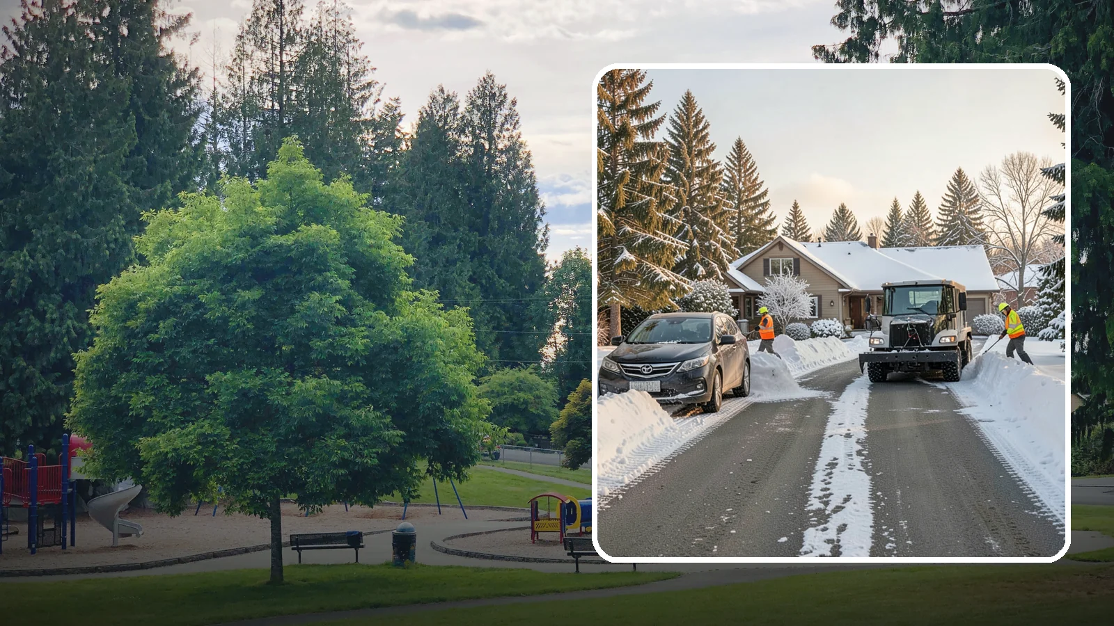 Single-Car Driveway Snow Removal in Bonney Lake, Pierce County, WA - We clear compact single-car driveways quickly so you can get out the door on a snowy Western Washington morning.