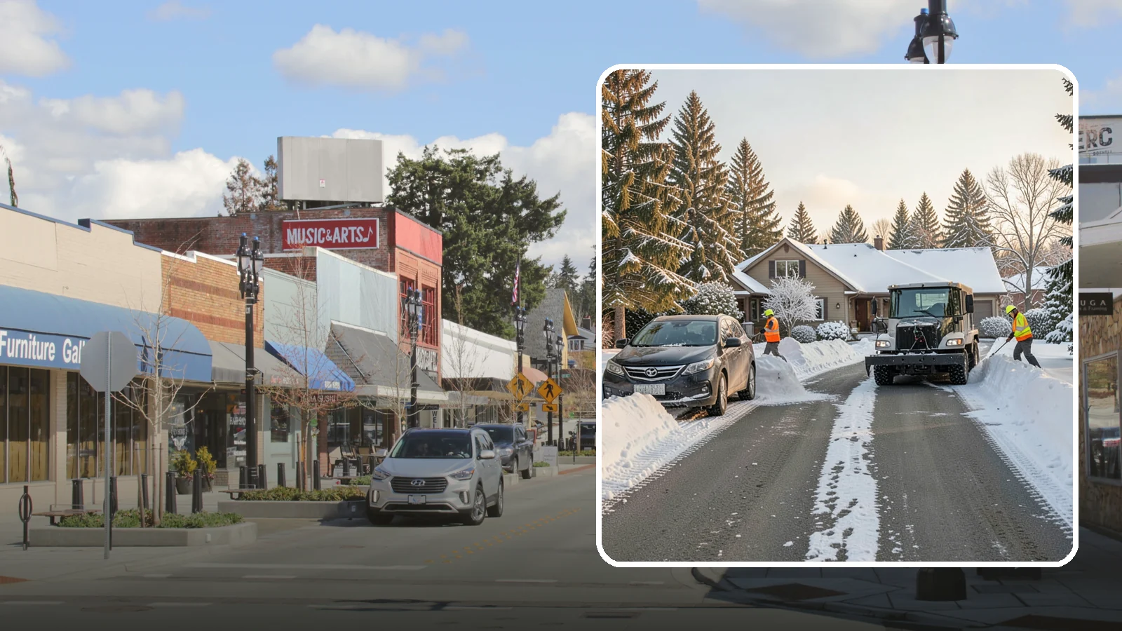 Single-Car Driveway Snow Removal in Bothell, King County, WA - We clear compact single-car driveways quickly so you can get out the door on a snowy Western Washington morning.