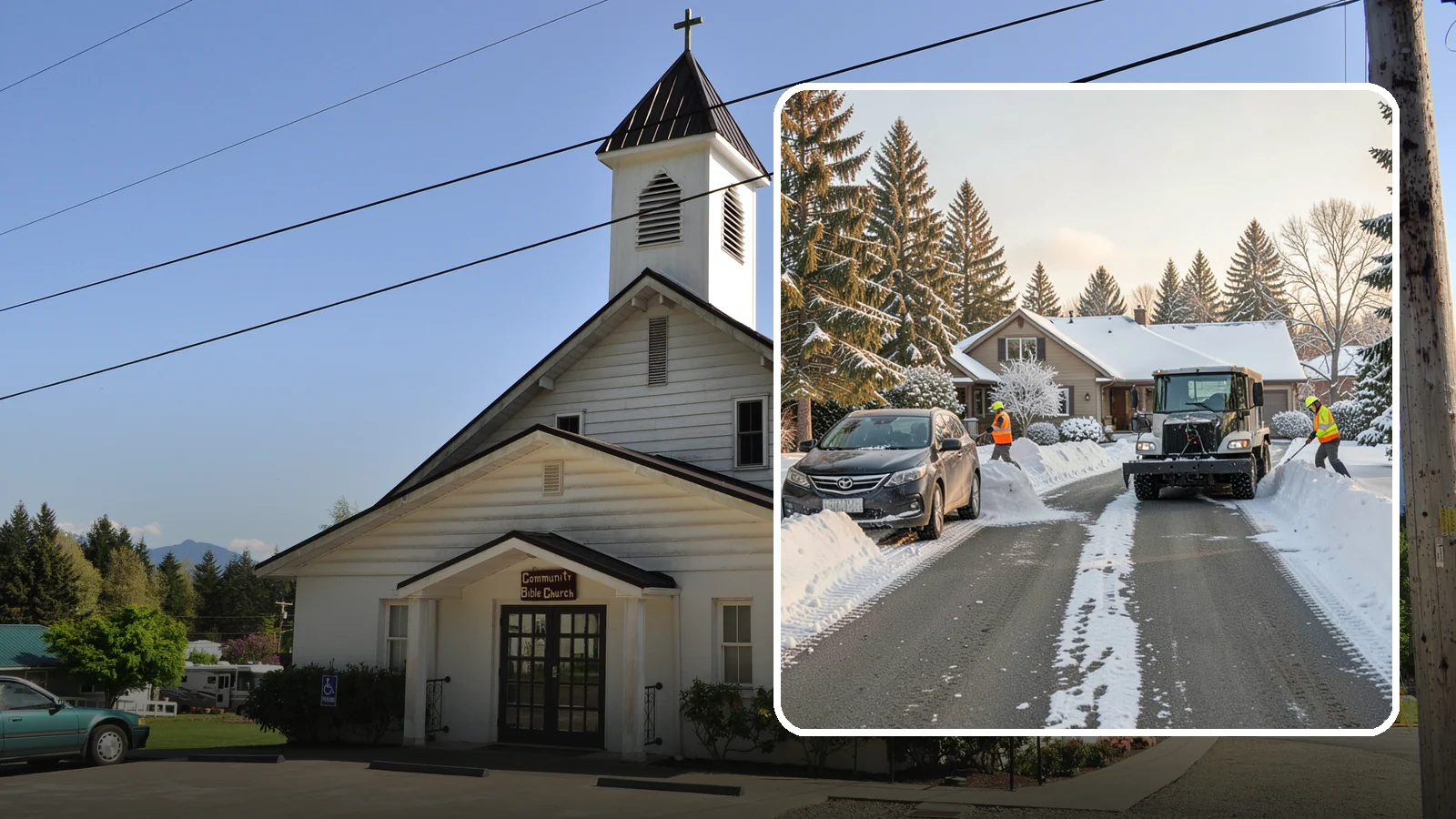 Single-Car Driveway Snow Removal in Concrete, Skagit County, WA - We clear compact single-car driveways quickly so you can get out the door on a snowy Western Washington morning.