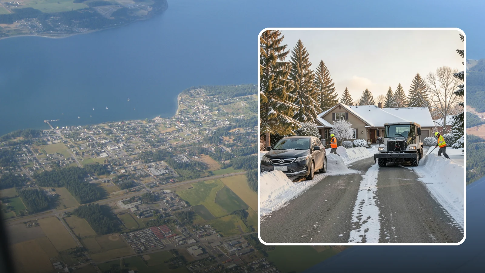 Single-Car Driveway Snow Removal in Coupeville, Island County, WA - We clear compact single-car driveways quickly so you can get out the door on a snowy Western Washington morning.