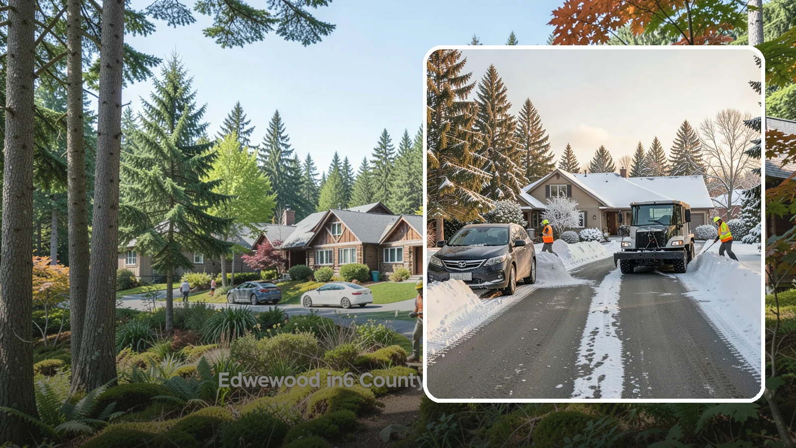 Single-Car Driveway Snow Removal in Edgewood, Pierce County, WA - We clear compact single-car driveways quickly so you can get out the door on a snowy Western Washington morning.